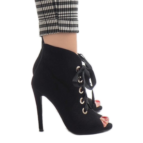 Black open boots on a 680-32 heel
