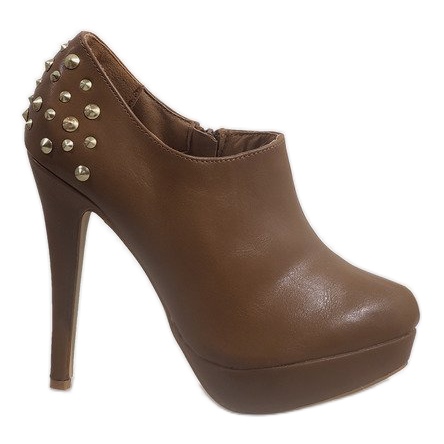 Camel ankle boots with studs 8860P brown