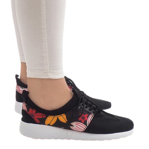 Sports Sneakers With Flowers 625 Black