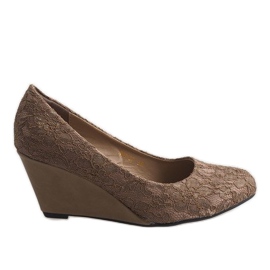 Khaki Wedge Pumps 999-32