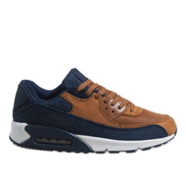Men's navy blue sports shoes 8104 brown