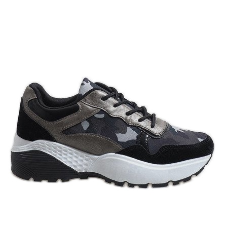 Black fashionable camo sports shoes LT013