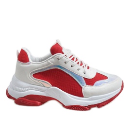 Red trendy sports shoes 2018-6 white