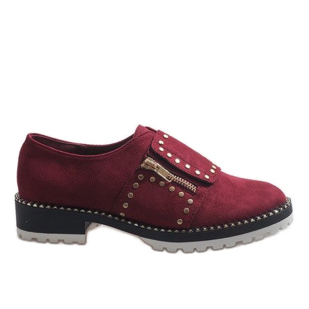 Maroon slip-on shoes with studs U-6249 red