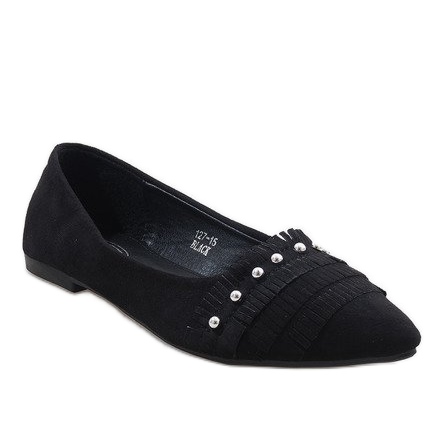 Black suede ballerinas with 127-15 studs