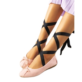 Pink lace-up ballerinas with B-62 bows