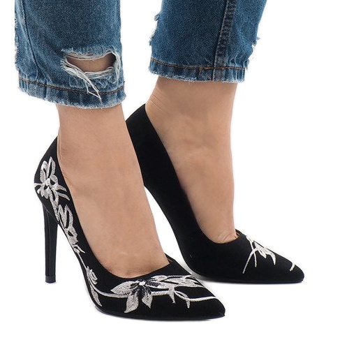 Black suede high heels 16032-18