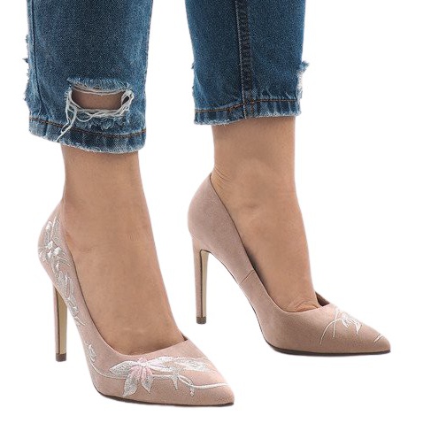 Pink suede high heels 16032-18
