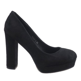 Black suede pumps on the 12225-2 pillar