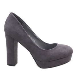 Gray suede pumps on the pillar 12225-2 grey