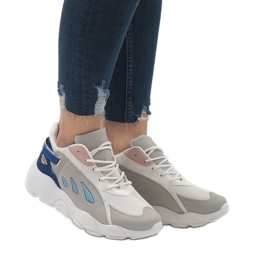 Multicolored trendy sports shoes 9115 Blue white pink grey