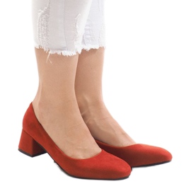 Red suede pumps on the H343-1 pillar