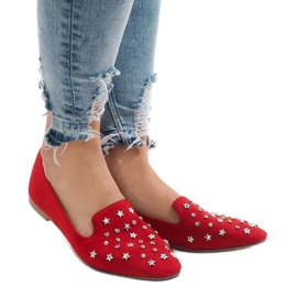 Red moccasins ballerinas F3262