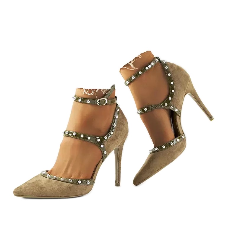 Green suede high heels AT-0631-L multicolored