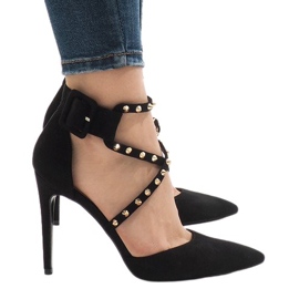 Black suede high heels GH11547