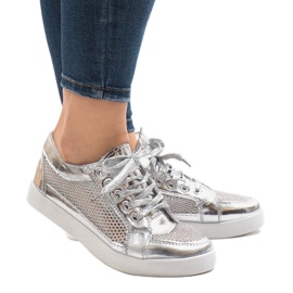 521 silver openwork sneakers grey