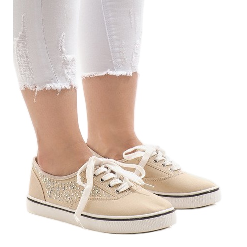 7-4K919B beige lace sneakers