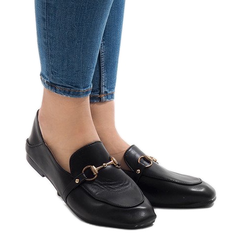 Black YJX001 ballerina moccasins