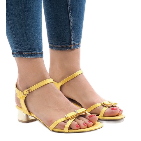 Yellow high heel sandals 88-3