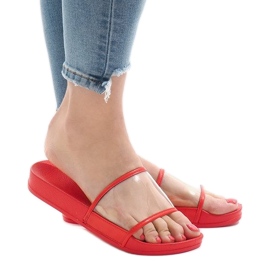 Red transparent slippers 815