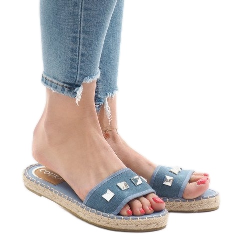 Blue jeans slippers with studs 7087 Blue jeans slippers with studs 7087