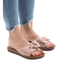Pink slippers with a bow 6376-2