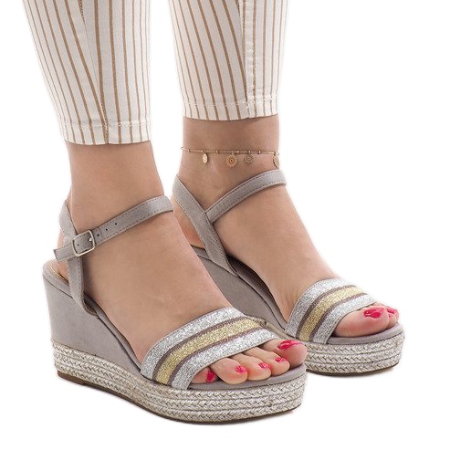 Gray wedge sandals 7299-P grey