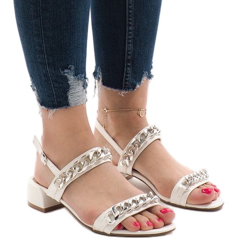 White high-heeled sandals 77-15