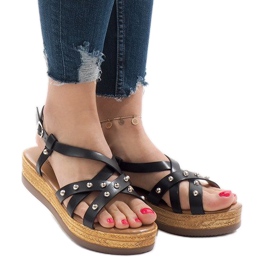 Black espadrilles sandals on the 314-2B platform