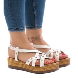 White espadrilles sandals on the 314-2B platform