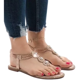 Champagne flip-flops with elastic decorated sandals ST3107Y golden Champagne flip-flops with elastic decorated sandals ST3107Y golden