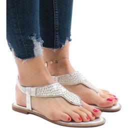 Silver sandals decorated with JN1359-2 grey