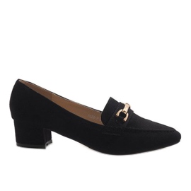 Black suede high heels 7078-P