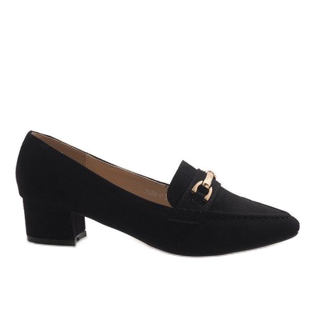Black suede high heels 7078-P