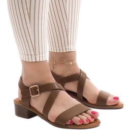 Camel high heel sandals A203 brown