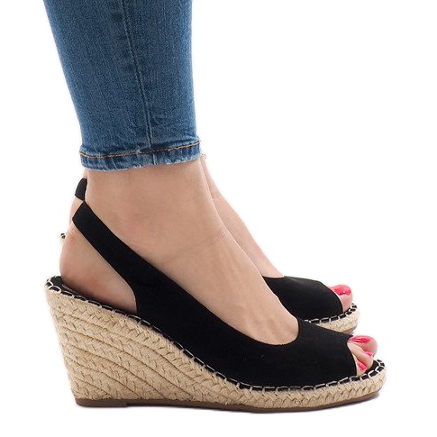 Black wedge sandals 2894
