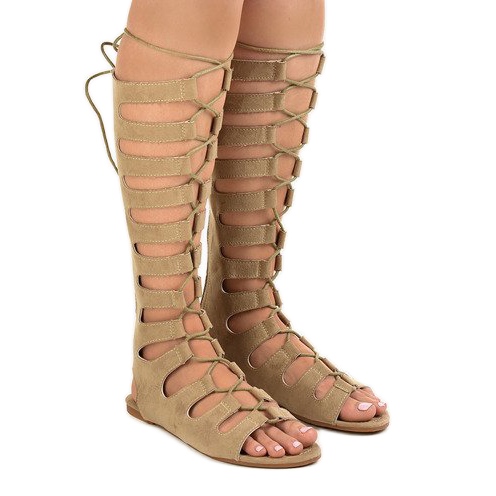 Beige flat gladiator sandals 289-9