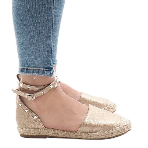 Golden espadrilles sandals with a TH-155 buckle