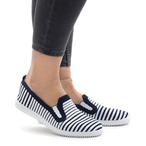 XJ-2909 navy blue striped sneakers white