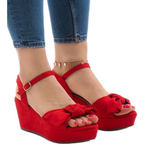 Red online wedge shoes