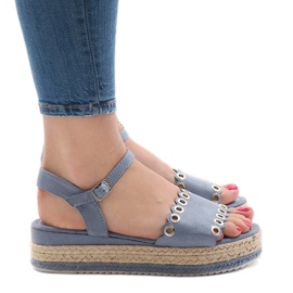 Blue sandals on the 99-46 platform