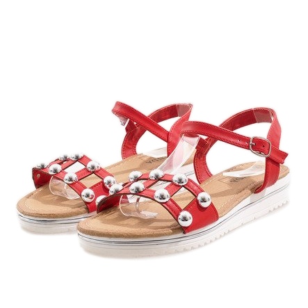 Red wedge sandals with an elastic 35-128