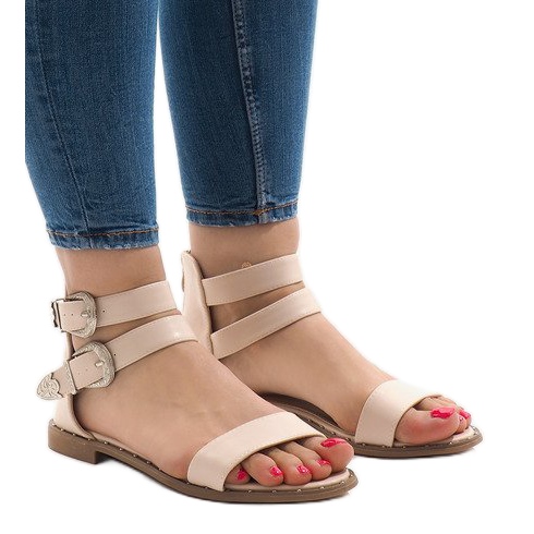 Pink flat sandals with 170 buckle
