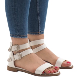 White flat sandals with a 170 buckle White flat sandals with a 170 buckle