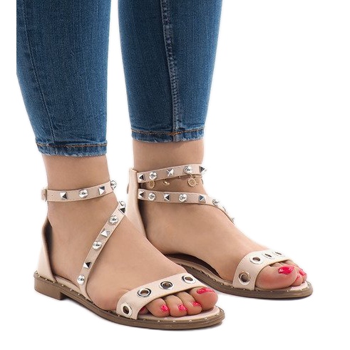 Pink flat sandals with a buckle 18124-40