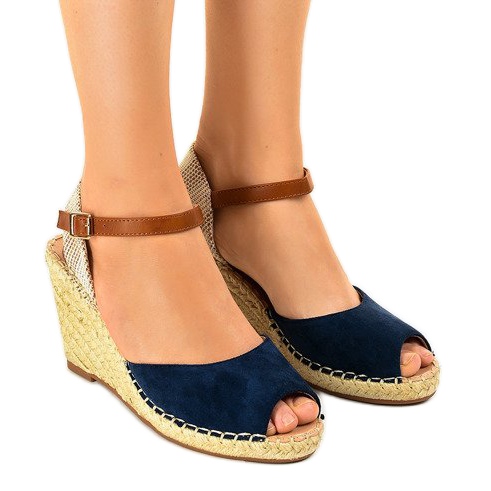 navy wedge shoes