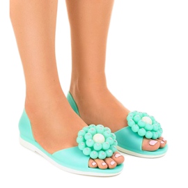 Green meliski sandals with a flower HM701