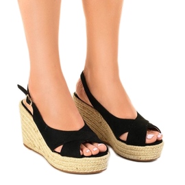 Black wedge sandals espadrilles 68-150