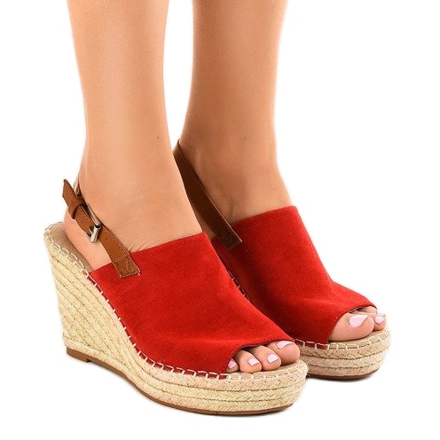 Red wedge sandals KA-20 espadrilles