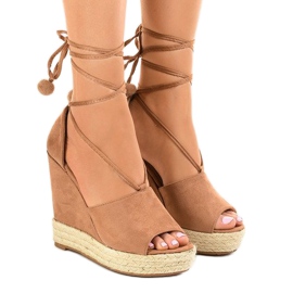 Beige espadrilles wedge sandals FK-228 Beige espadrilles wedge sandals FK-228